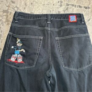 VTG Empyre Jeans 30x25 Graffiti Cat Black Embroidered Skater Grunge Jnco-like